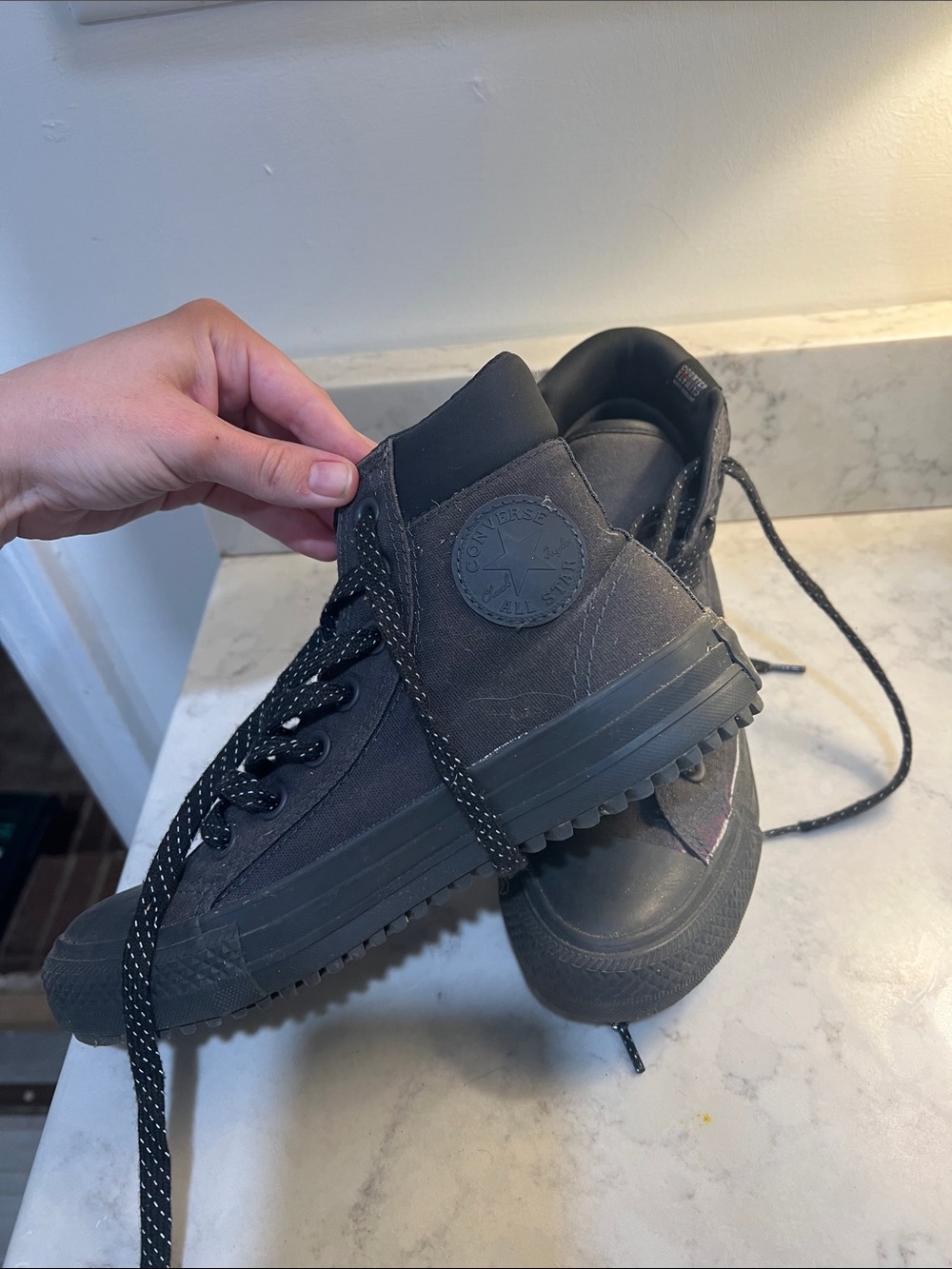 RARE Converse Black High-Top Lug-Sole Sneakers Water Resistant - Picture 2 of 6